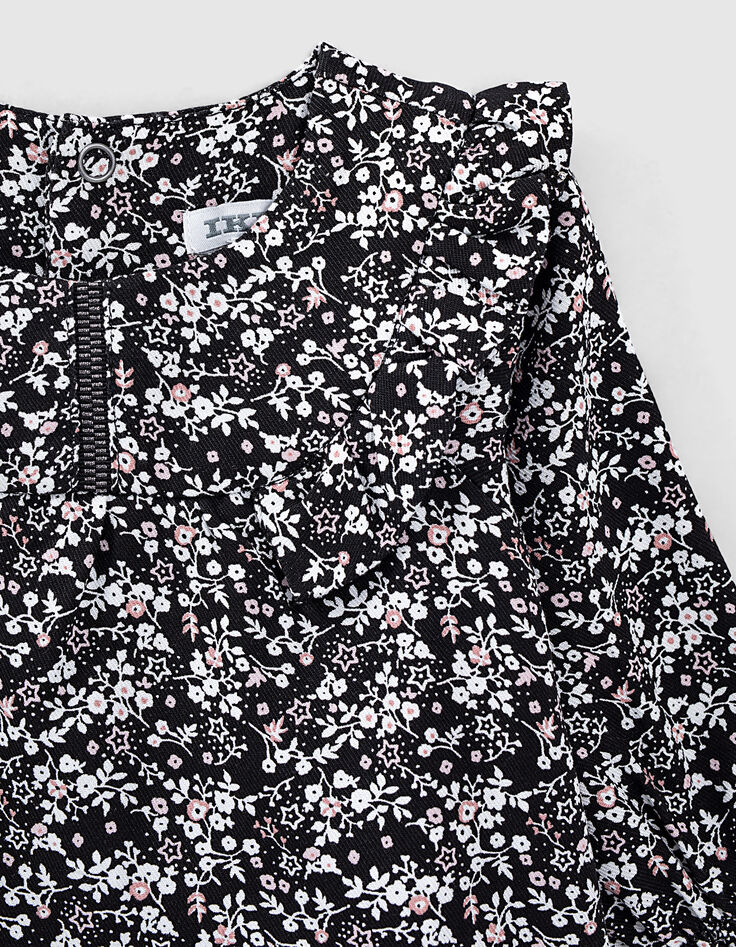 Schwarze Bluse mit Blumenprint für Babymädchen -3