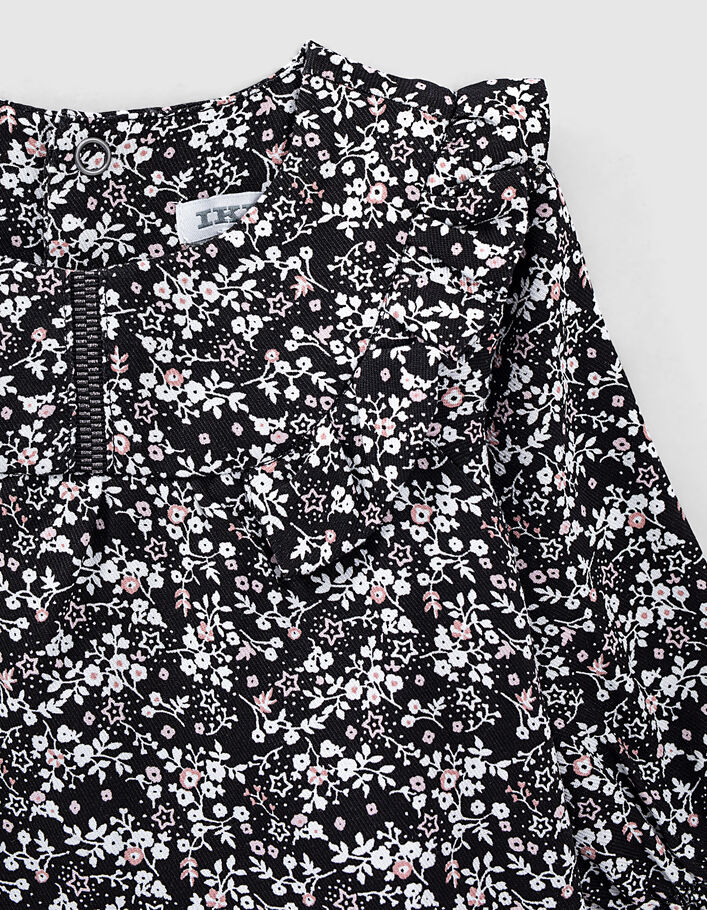 Schwarze Bluse mit Blumenprint für Babymädchen  - IKKS