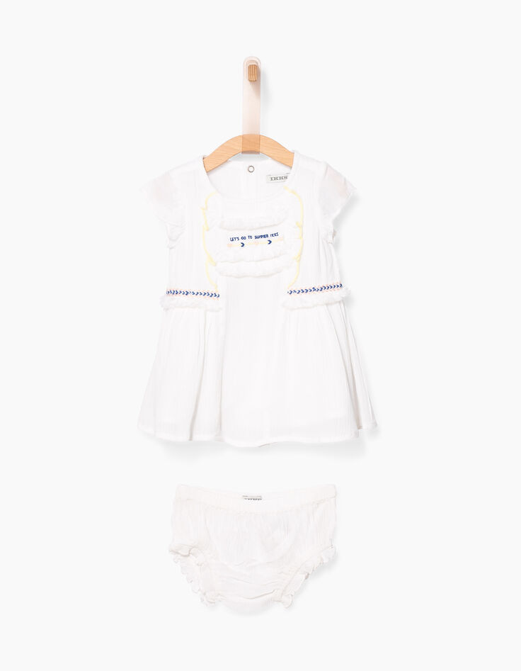 Witte jurk met borduursel voor babymeisjes-2