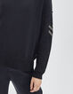 Pull noir tricot d&eacute;cor chevrons manche Femme-4