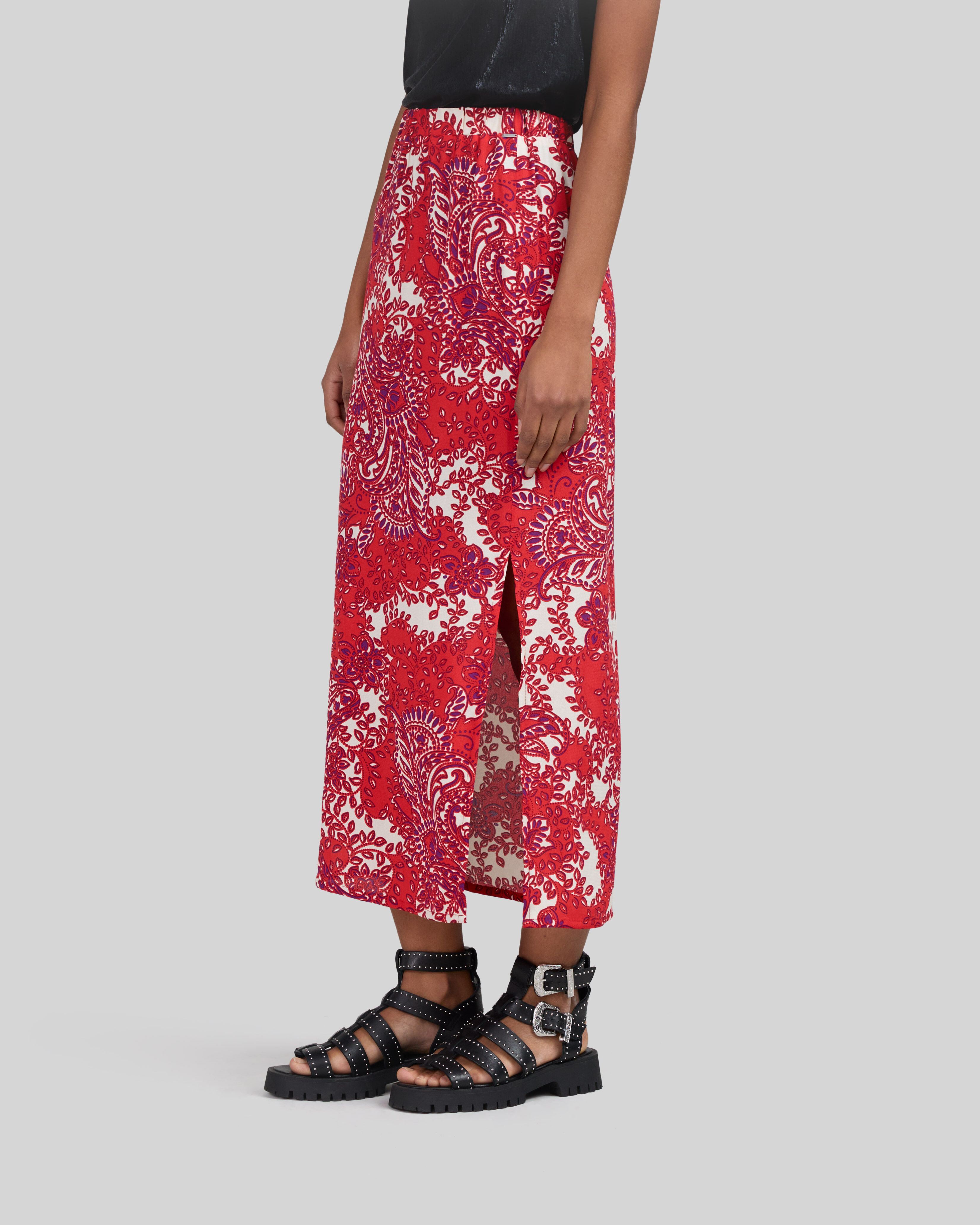 Jupe groseille LENZING ECOVERO imprime bandana Femme IKKS