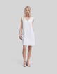 Vestido blanco roto reciclado collar detrás mujer-3