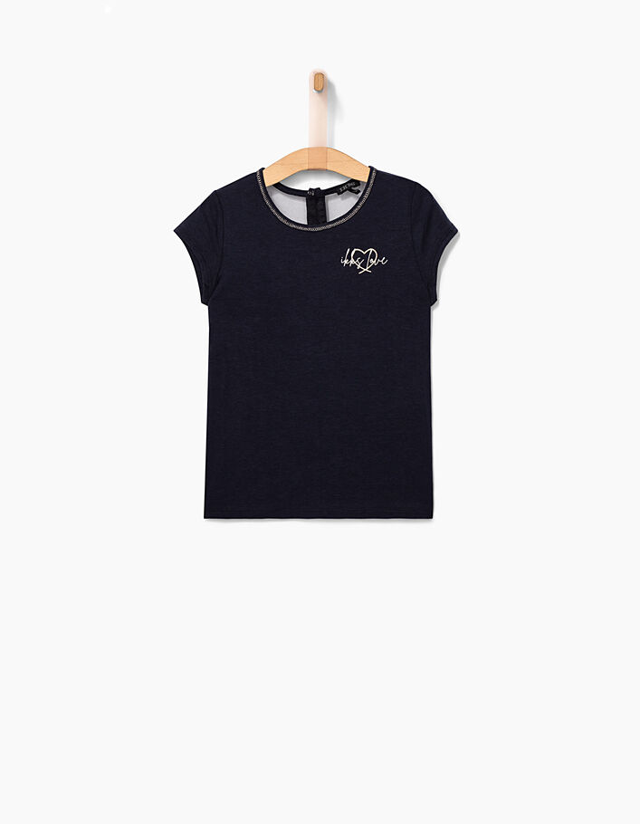 Marineblaues T-Shirt mit Mesh-Rücken für Mädchen - IKKS