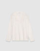 Women's white knitted V-neck studded sweater-5