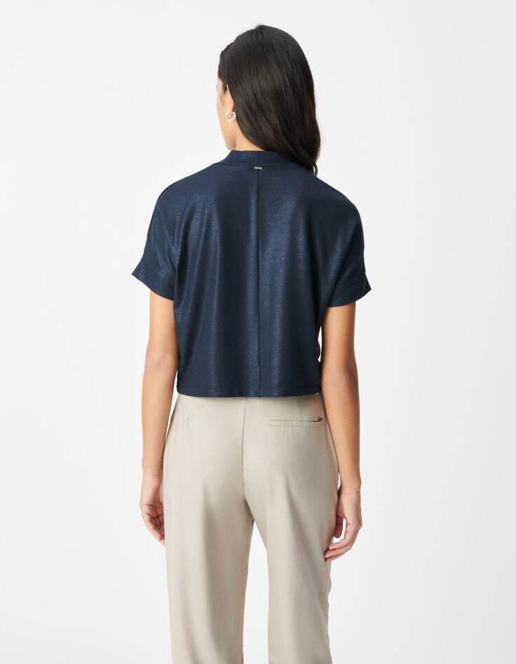 Women's navy sequined short-sleeve tee-shirt-4