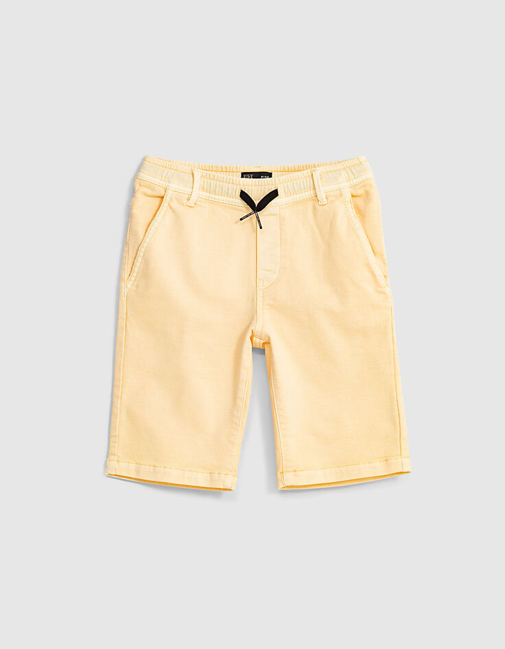 Bermuda jaune moyen à ceinture élastiquée garçon -1