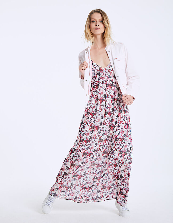 Vestido largo crep&eacute; de viscosa estampado acuarela-7