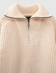 Pull camionneur vanille tricot c&ocirc;tel&eacute; fille -3