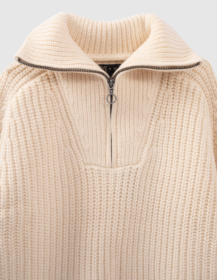 Pull camionneur vanille tricot c&ocirc;tel&eacute; fille -3