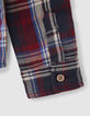 Camisa roja mix cuadros capucha extraíble niño-6