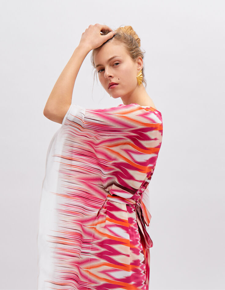 Robe longue fuchsia motif ethnique IKKS x GIGEEZ Femme-3