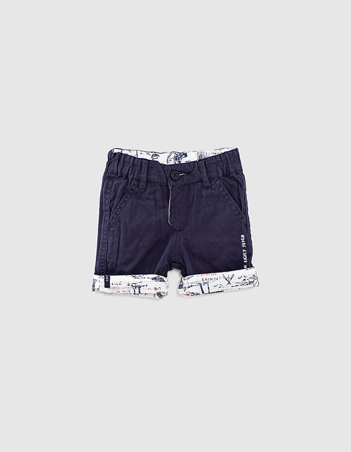 Baby boys’ navy printed reversible shorts - IKKS