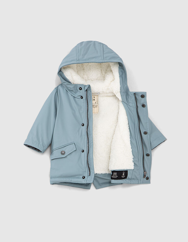 Baby boys’ mist fur-lined rubber nylon parka-2