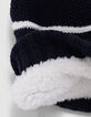 Bonnet marine tricot fourré rayures garçon-4