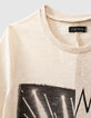 Boys’ ivory organic T-shirt with concert image-7