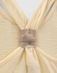 D&eacute;bardeur jaune coton bio peace and love brod&eacute; fille-6