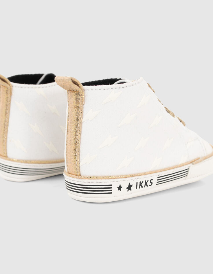 Ecru sneakers met goudkleurige veters babymeisjes-6