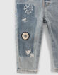 Baby boys’ blue jeans with print and badge-3