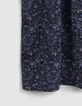 Jupe longue marine imprimé fleurs bleues Femme-3