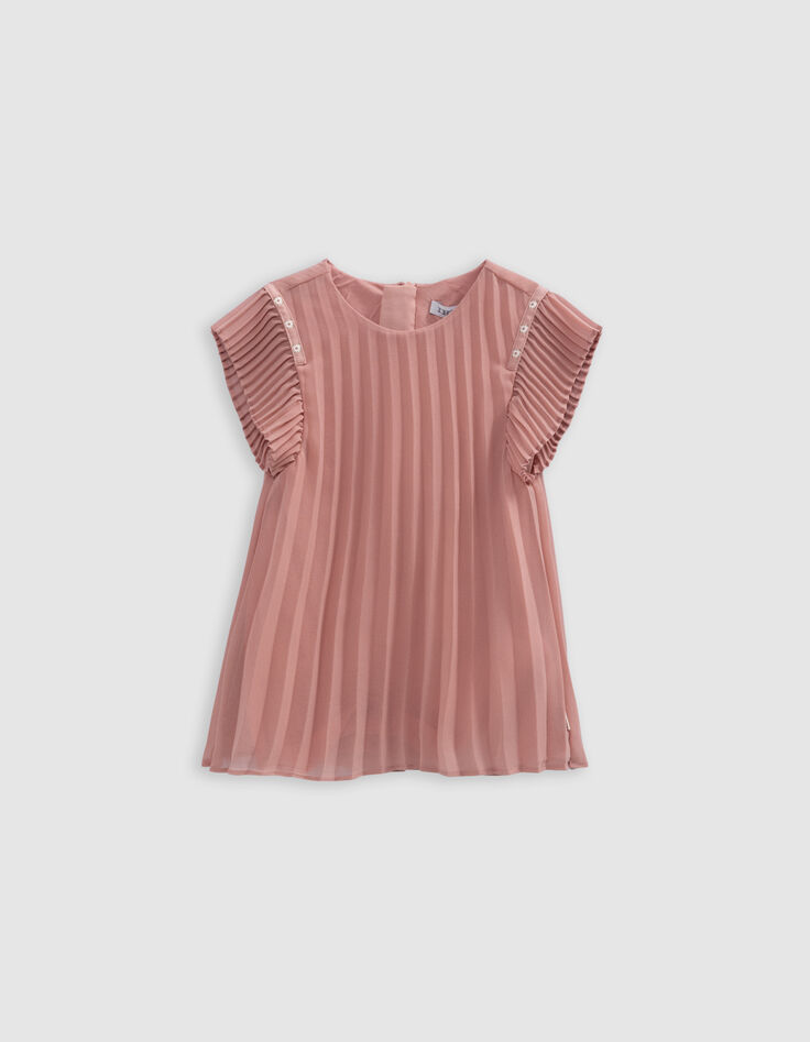 Medium pink pleated dress for girls-1