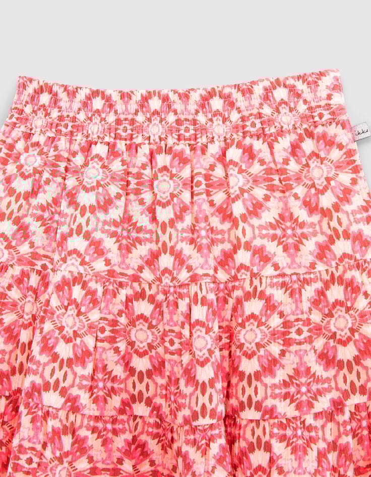 Korte roze rok etnische print meisjes-2