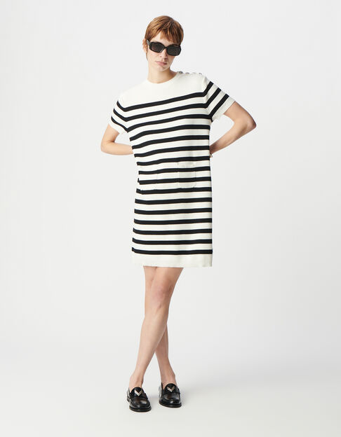 Black and ecru striped sailor dress Women - IKKS
