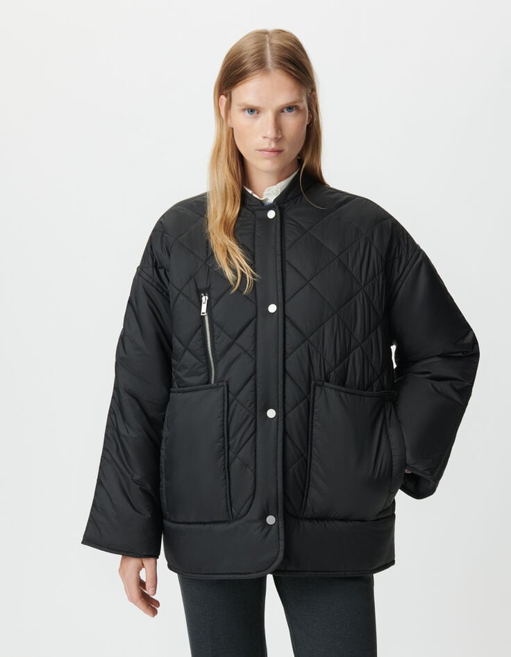Women’s black quilted padded jacket-5 Women’s black quilted padded jacket-5