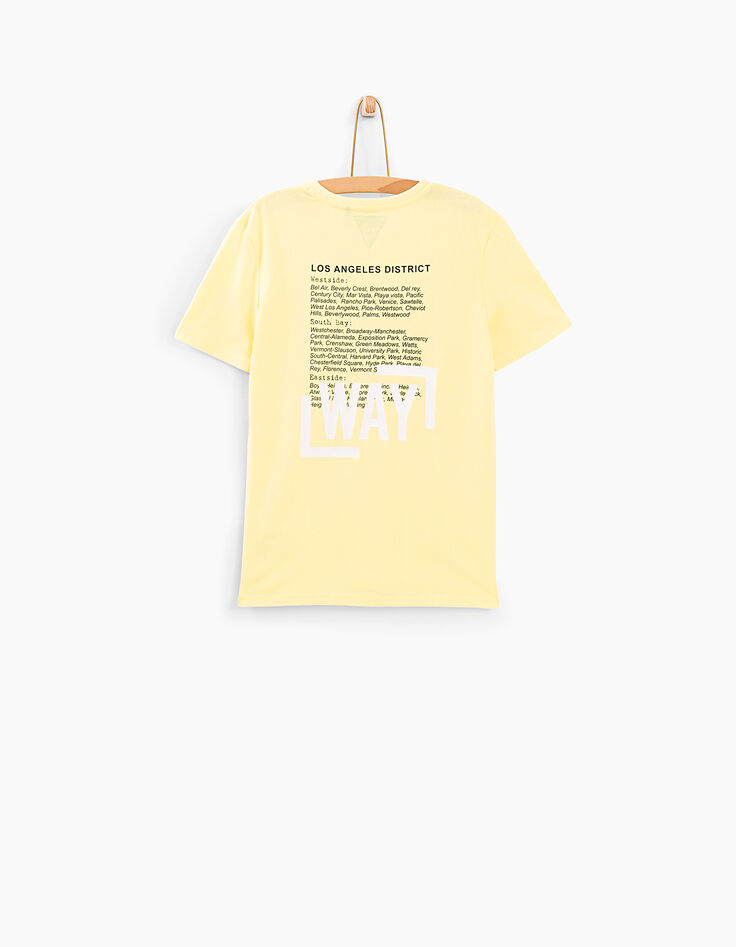 Boys' lemon T-shirt, L.A. print on back -3