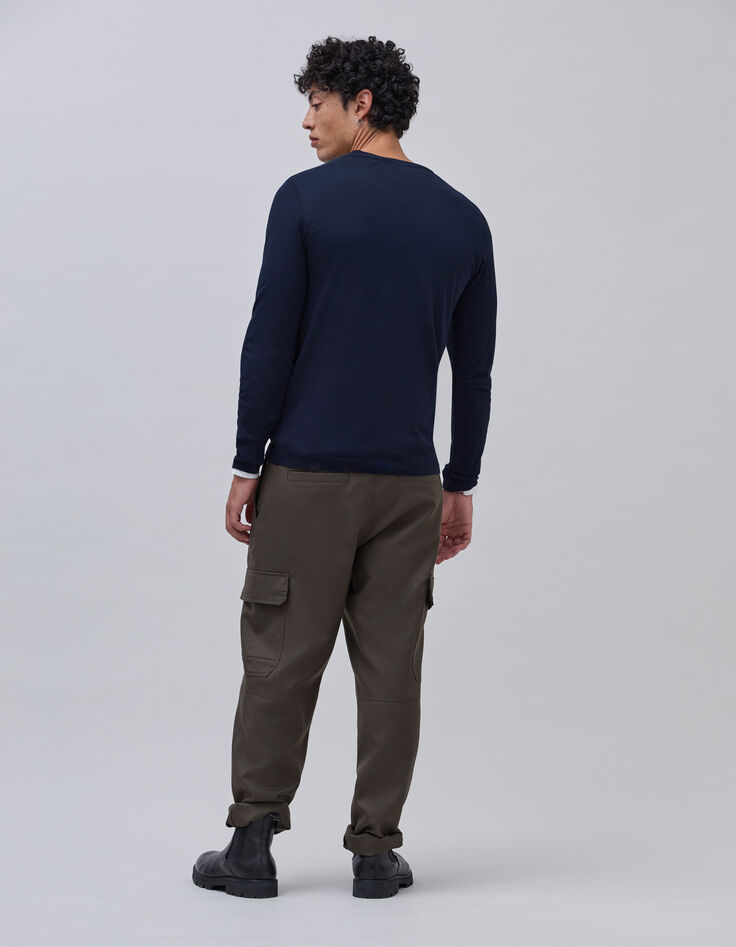 T-shirt marine à manches longues Homme-6