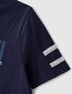 Navy T-shirt bio grijs gestreepte mouwen jongens-4