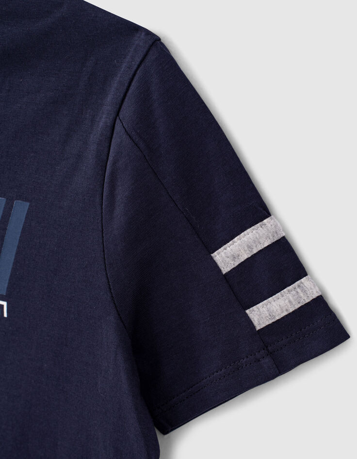 Navy T-shirt bio grijs gestreepte mouwen jongens-4 Navy T-shirt bio grijs gestreepte mouwen jongens-4