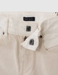 Boys&rsquo; ivory denim Bermudas with embroidery and patches-5