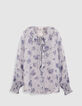 Women's blue micro flower print flowing shirt-6