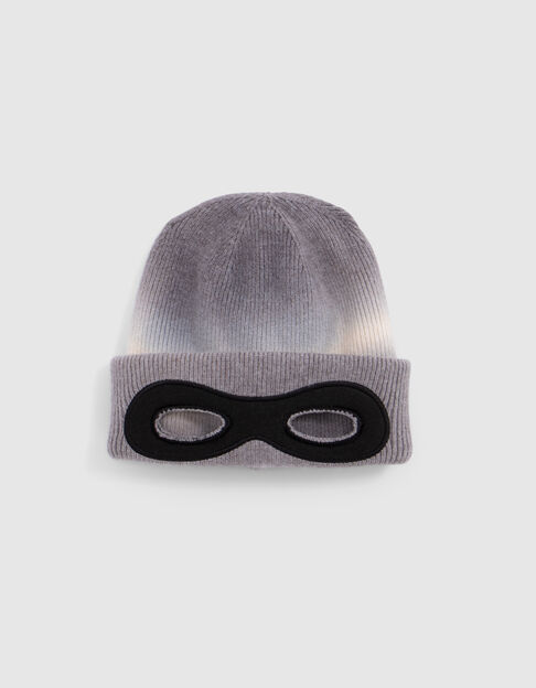 Boy's grey tie and dye knit hat with mask cut-out - IKKS