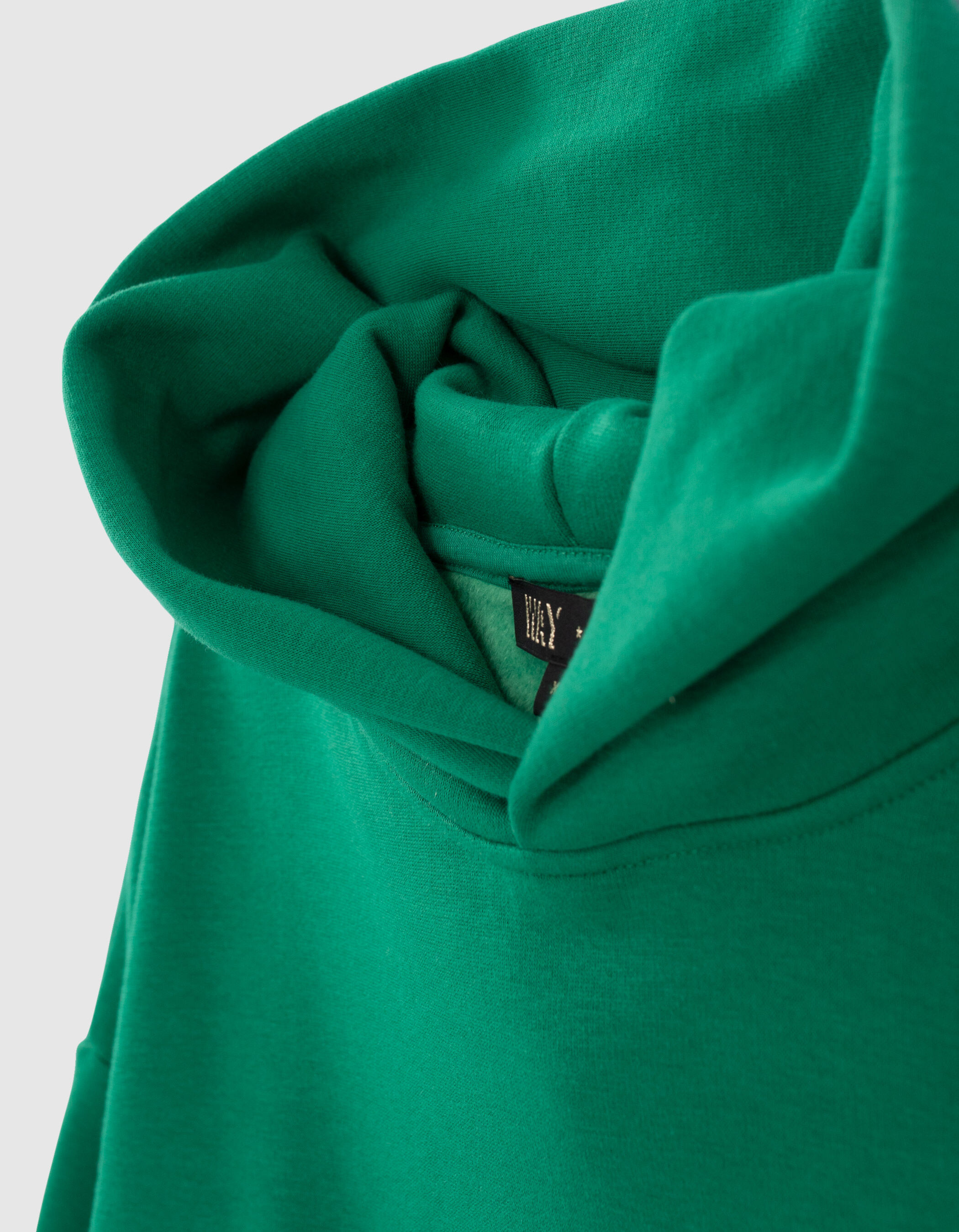 Girls green flocked cropped hoodie