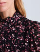 Women’s black short sheer dress with pink velvet print-4
