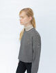 Girls' black and beige houndstooth motif sweatshirt-8