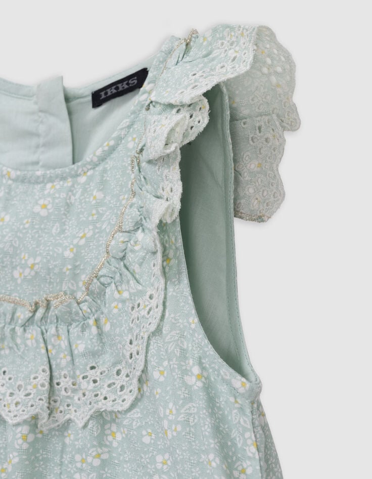 Blouse vert d'eau imprimé floral fille-8