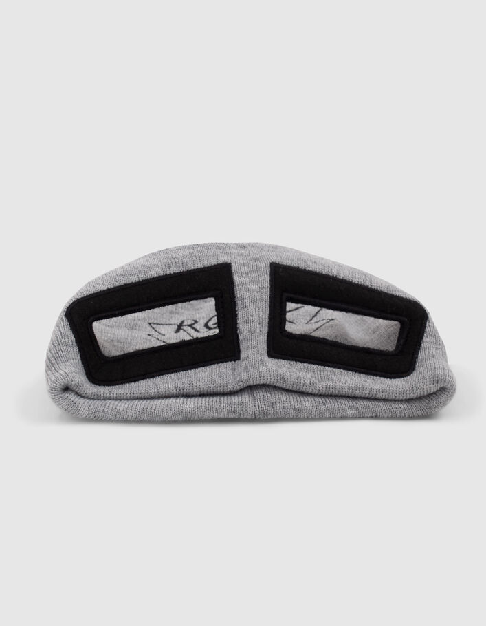 Gorro-máscara y snood punto gris niño-3