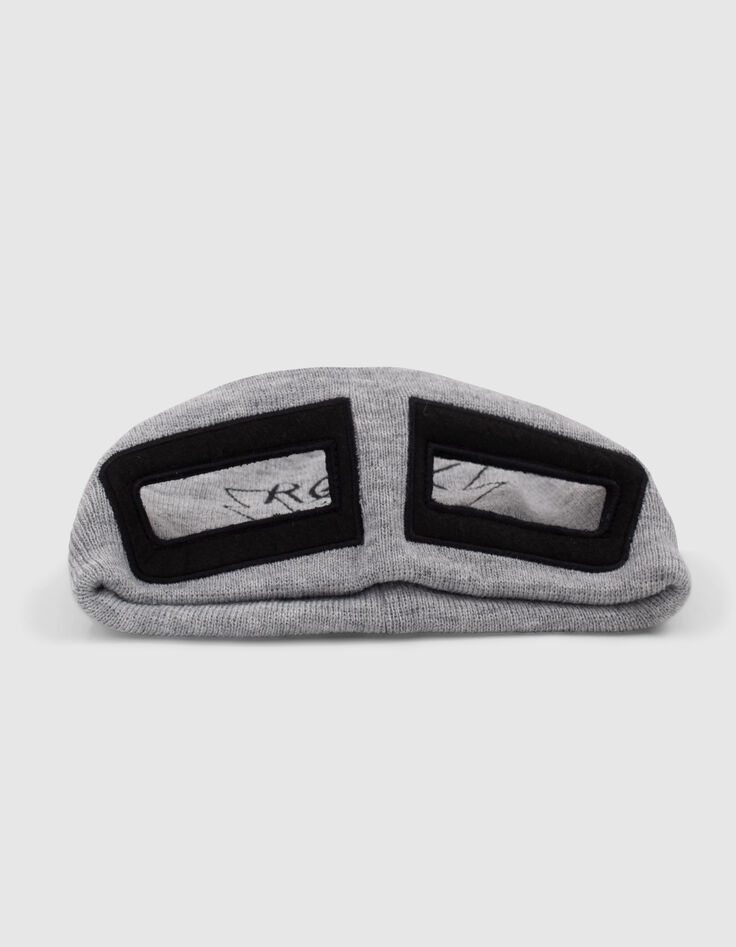 Bonnet-masque et snood tricot gris garçon -3