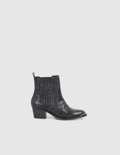 Women’s black croc-look leather Chelsea boots - IKKS