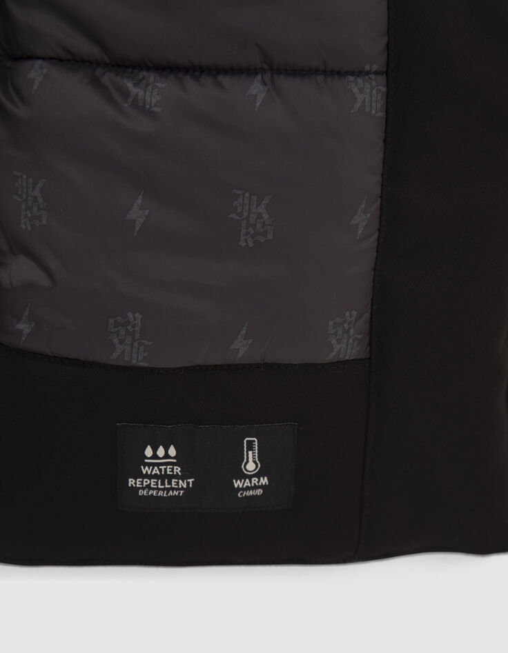Schwarzer Jungen-Parka mit Kapuze mit Steppfutter-5