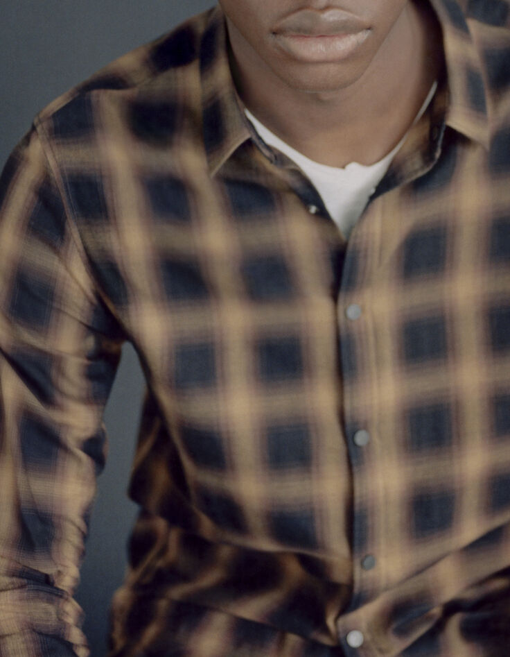 Men&rsquo;s black checked motif REGULAR shirt-1