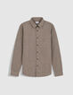 Chemise regular beige motif carreaux Homme-5