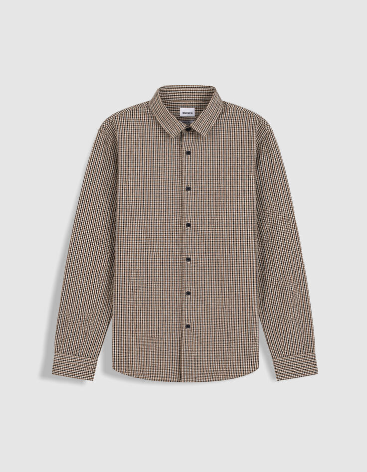 Chemise regular beige motif carreaux Homme-5