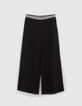 Pantalon large noir plissé fille-1