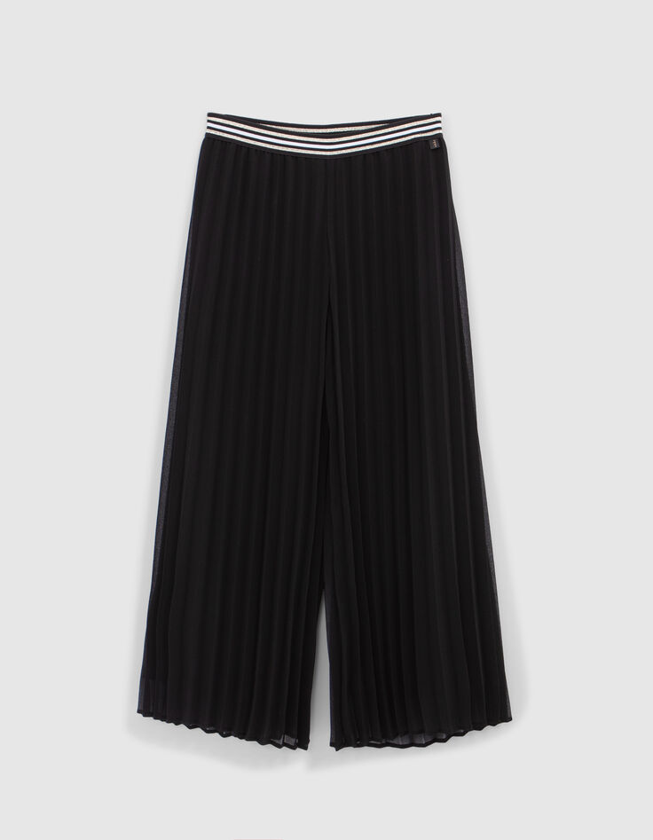 Pantalon large noir plissé fille-1