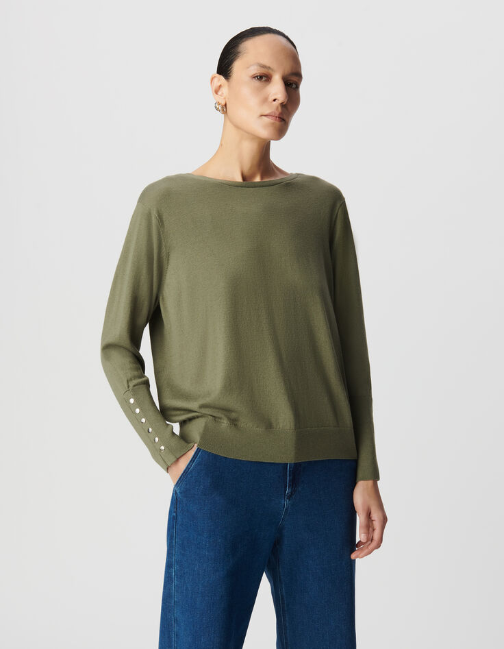 Cardigan kaki réversible devant/dos Femme-4