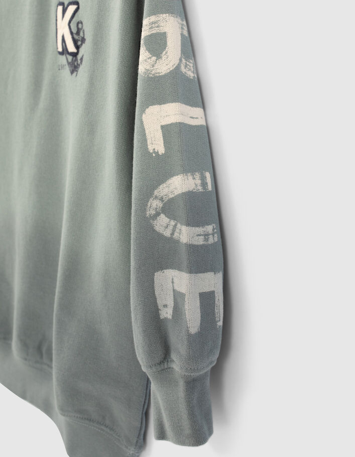 Boys’ green deep dye sweatshirt with print and badge - IKKS