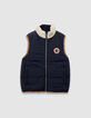 Ärmellose Jungenwendesteppjacke Cremeweiß Marineblau-7